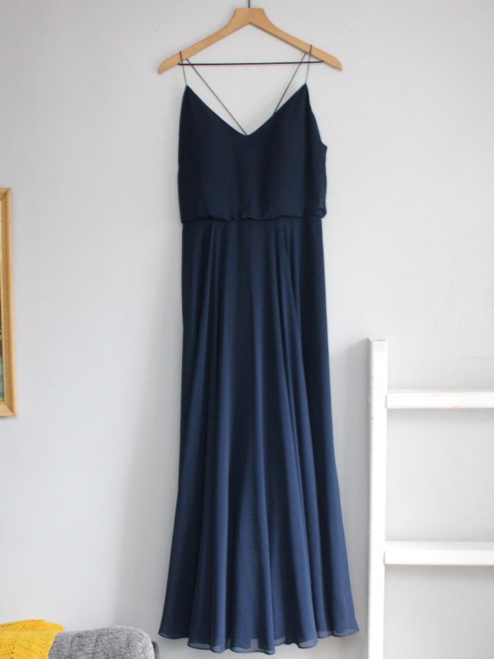 BHLDN Jenny Yoo Inesse Dress Navy Blue Flowy Bridesmaid Maxi Formal Dress sz 16 - Picture 2 of 9